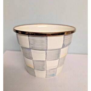 MacKenzie Childs Sterling Check Enamel Garden Pot Small 4.5" Tall, Retired